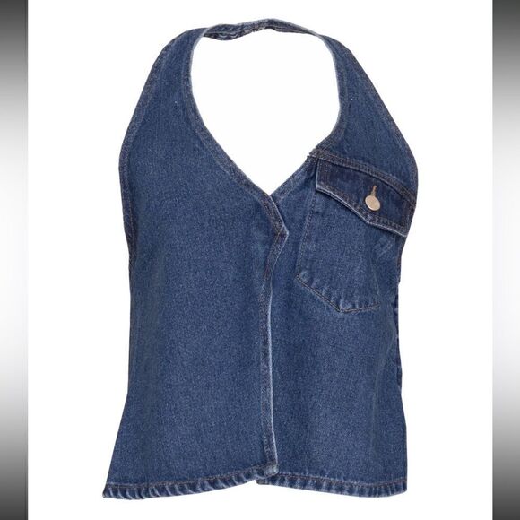 Blue Denim Overlay vest NWT SIZE LARGE - Picture 2 of 3